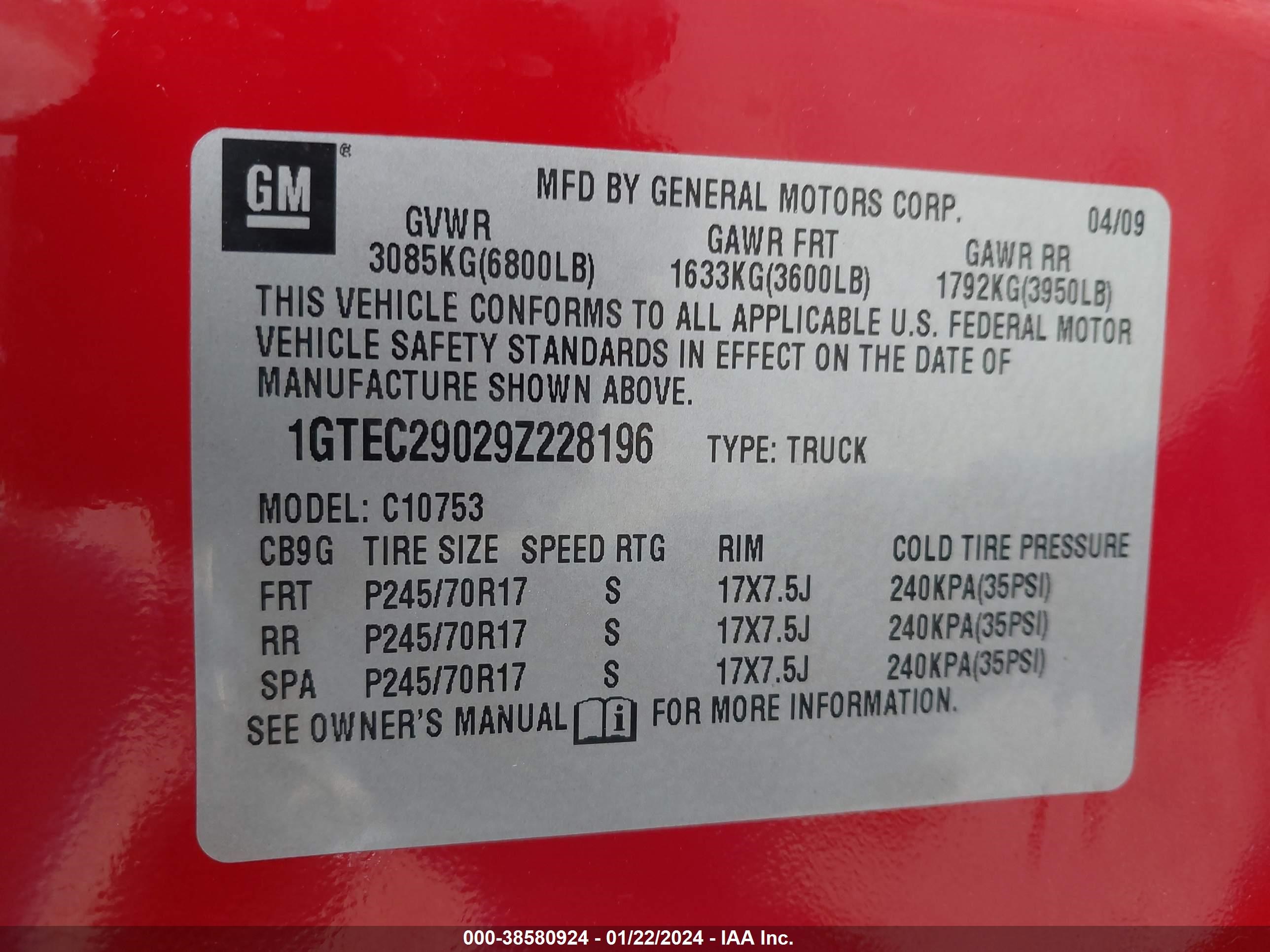 Photo 8 VIN: 1GTEC29029Z228196 - GMC SIERRA 