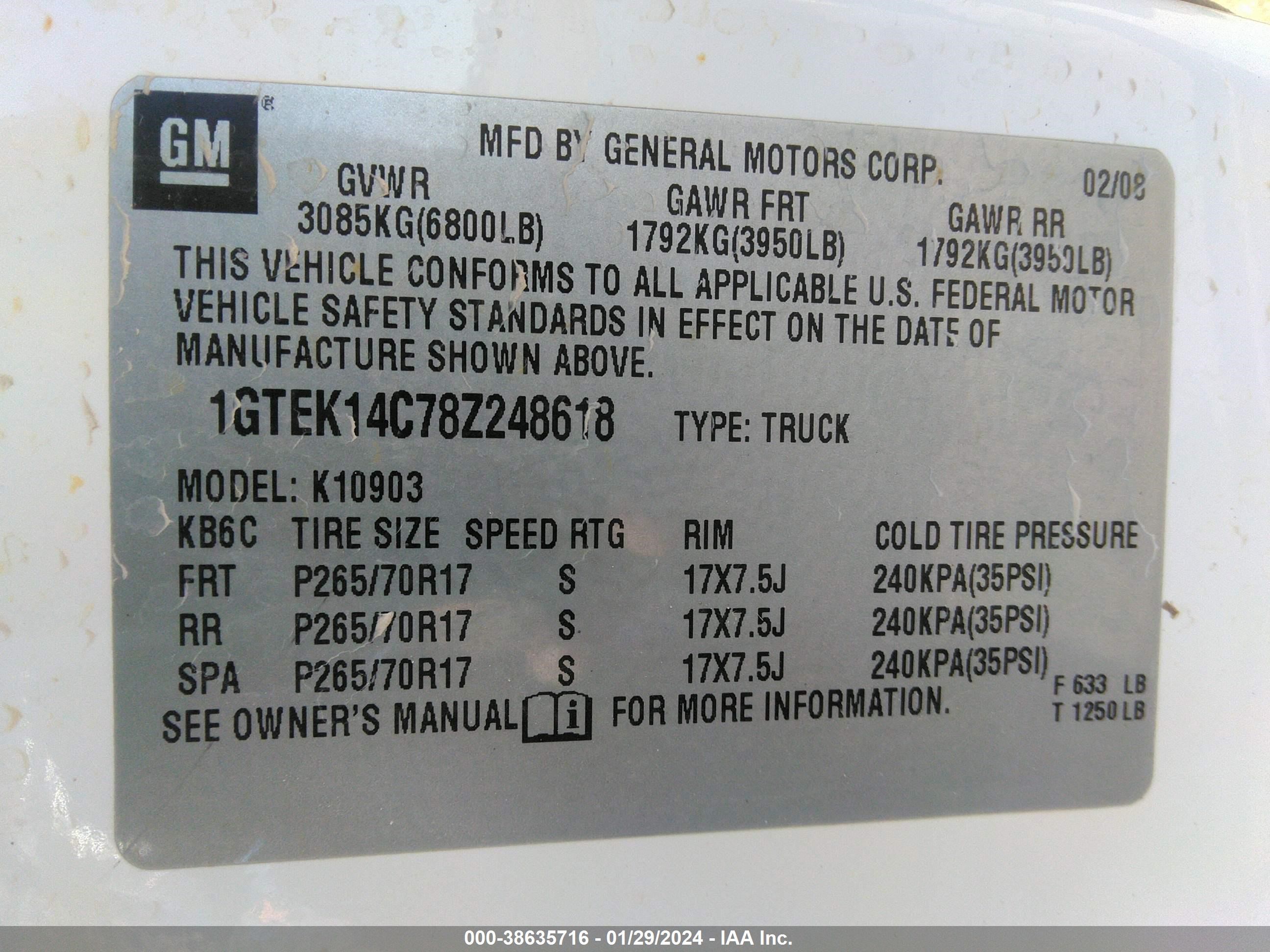 Photo 8 VIN: 1GTEK14C78Z248618 - GMC SIERRA 