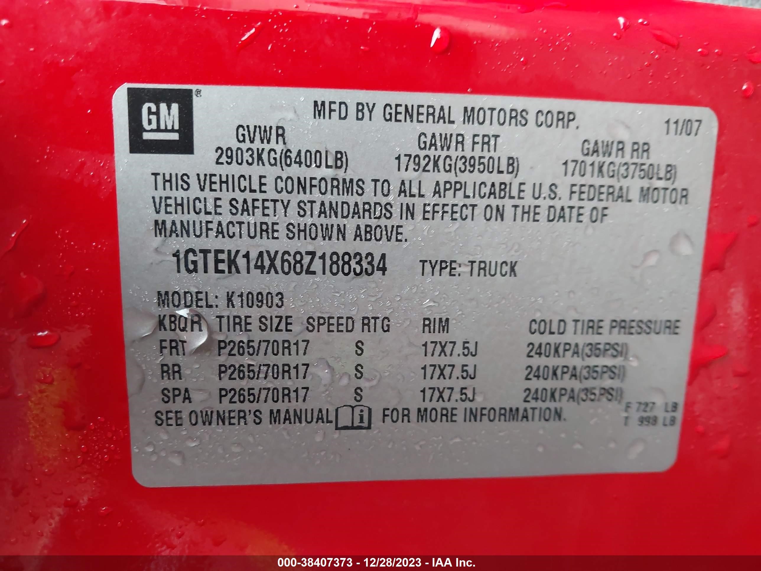 Photo 8 VIN: 1GTEK14X68Z188334 - GMC SIERRA 