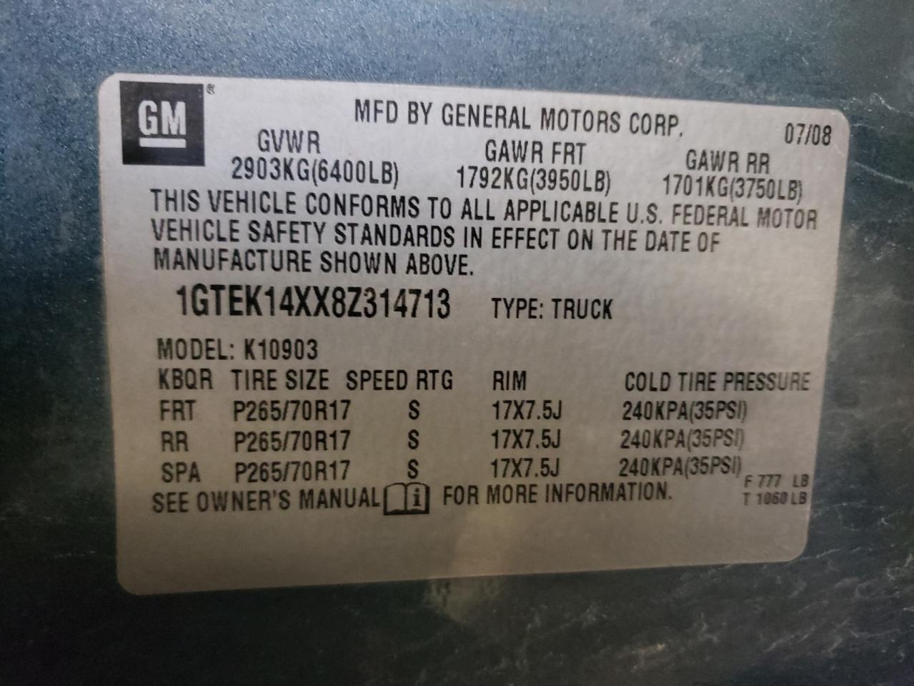 Photo 11 VIN: 1GTEK14XX8Z314713 - GMC SIERRA 