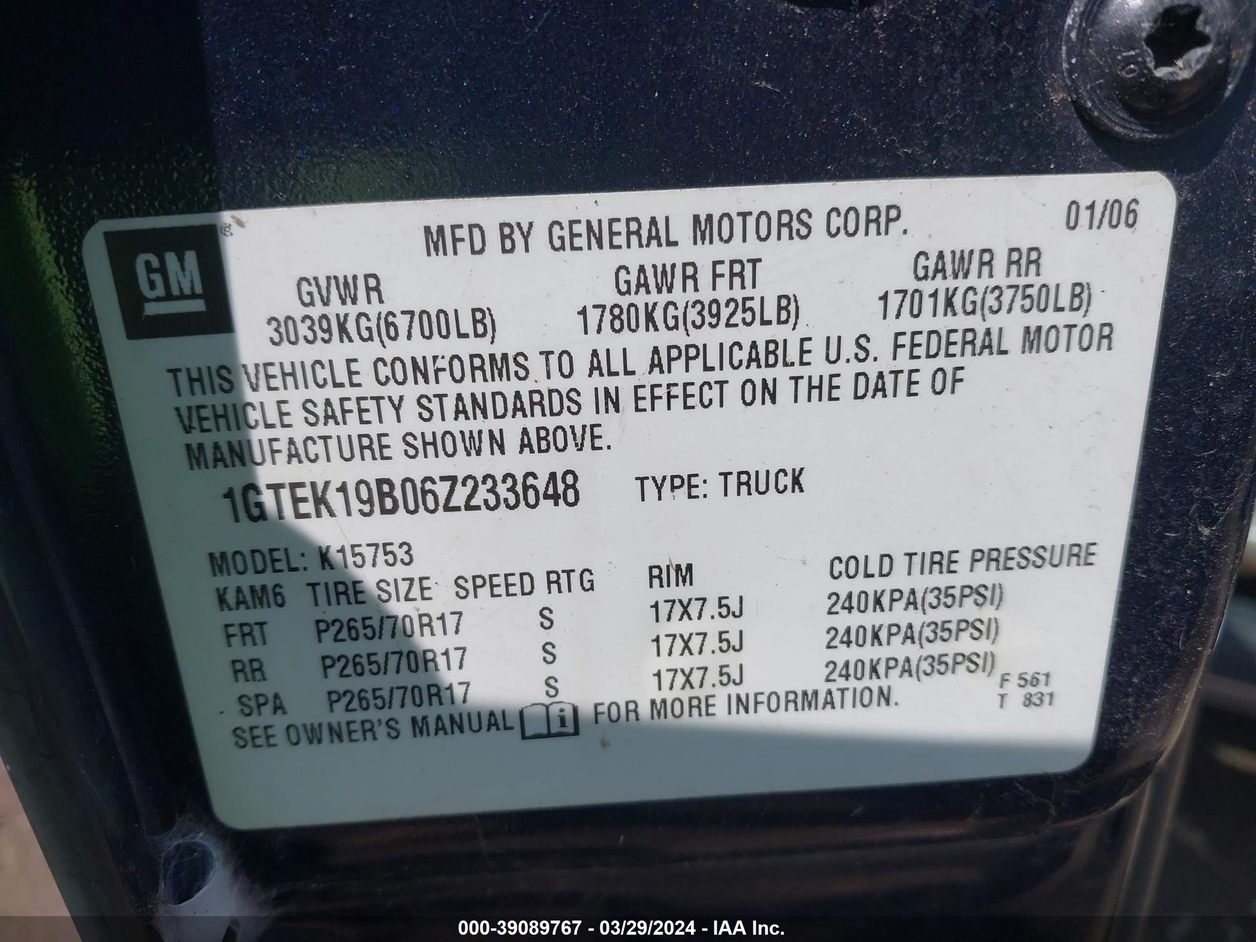 Photo 8 VIN: 1GTEK19B06Z233648 - GMC SIERRA 