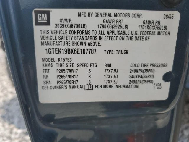 Photo 12 VIN: 1GTEK19BX6E107787 - GMC NEW SIERRA 