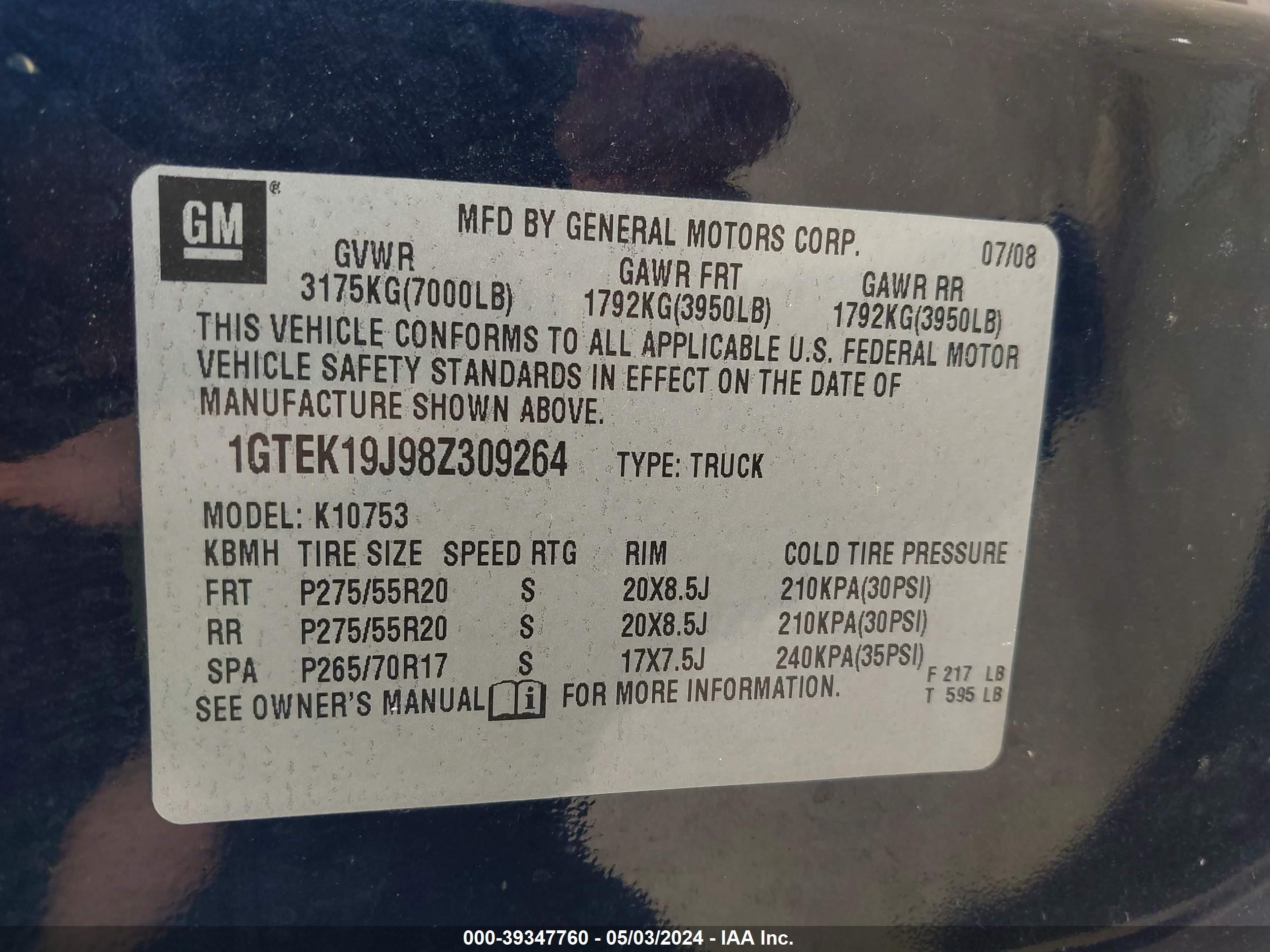 Photo 8 VIN: 1GTEK19J98Z309264 - GMC SIERRA 