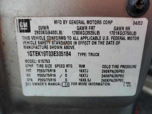 Photo 11 VIN: 1GTEK19T03E305184 - GMC SIERRA 