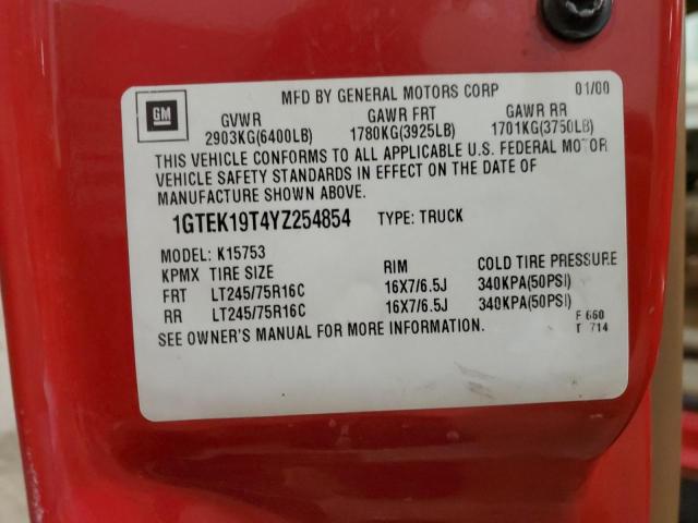 Photo 12 VIN: 1GTEK19T4YZ254854 - GMC SIERRA 