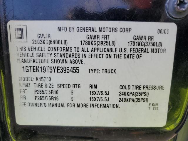 Photo 11 VIN: 1GTEK19T5YE395455 - GMC SIERRA 