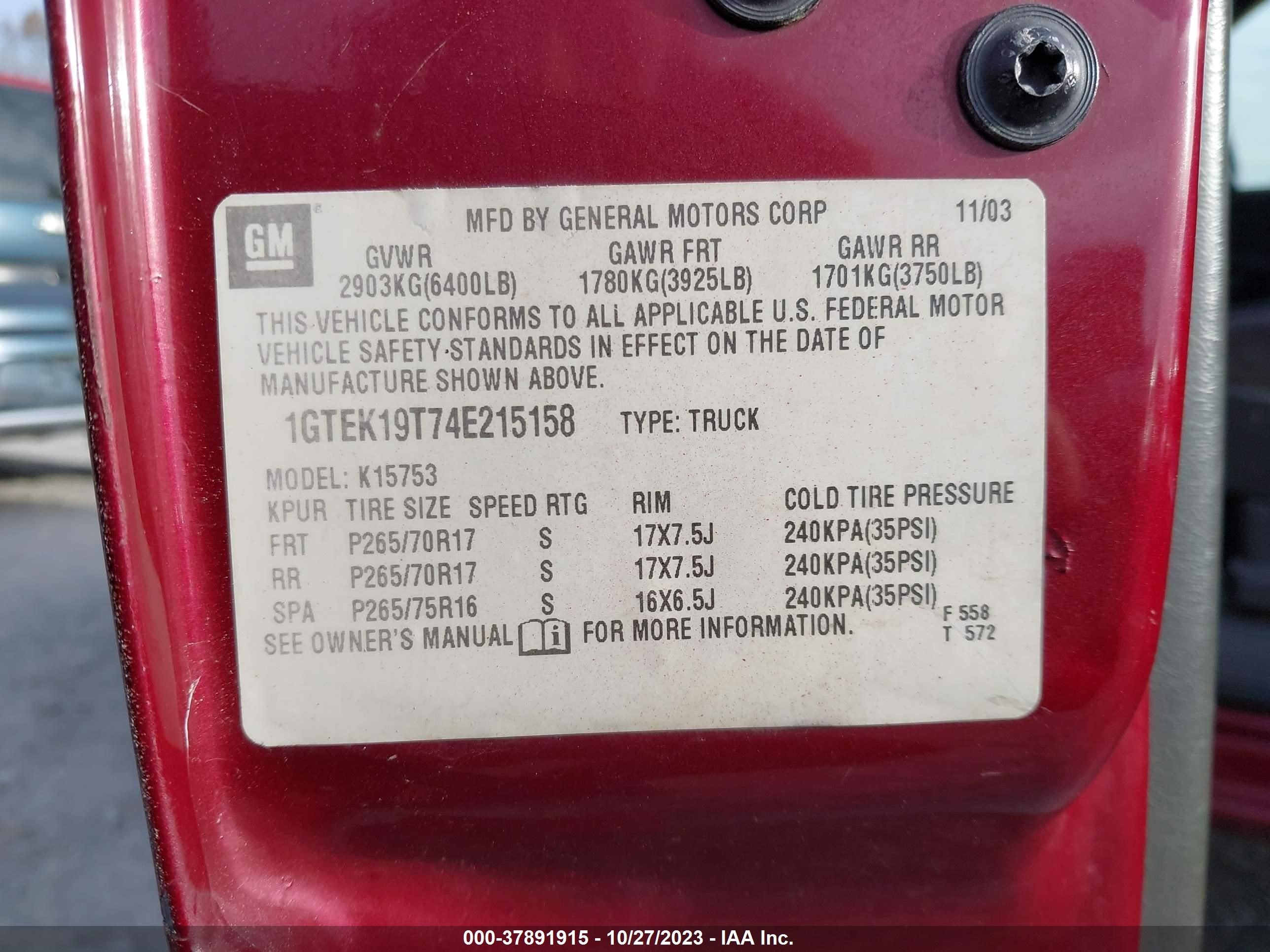 Photo 8 VIN: 1GTEK19T74E215158 - GMC SIERRA 