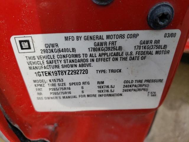 Photo 11 VIN: 1GTEK19T8YZ292720 - GMC NEW SIERRA 