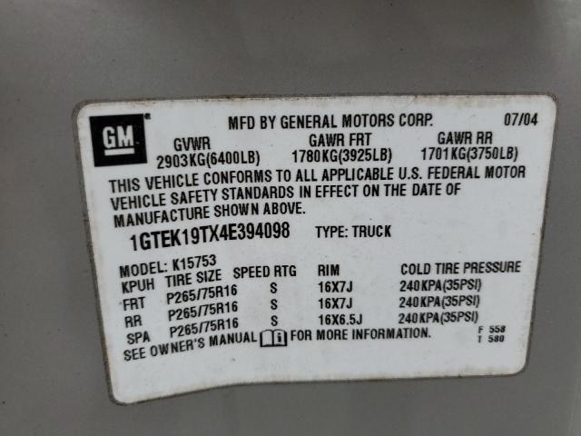 Photo 11 VIN: 1GTEK19TX4E394098 - GMC SIERRA 