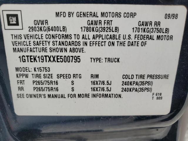 Photo 11 VIN: 1GTEK19TXXE500795 - GMC SIERRA 