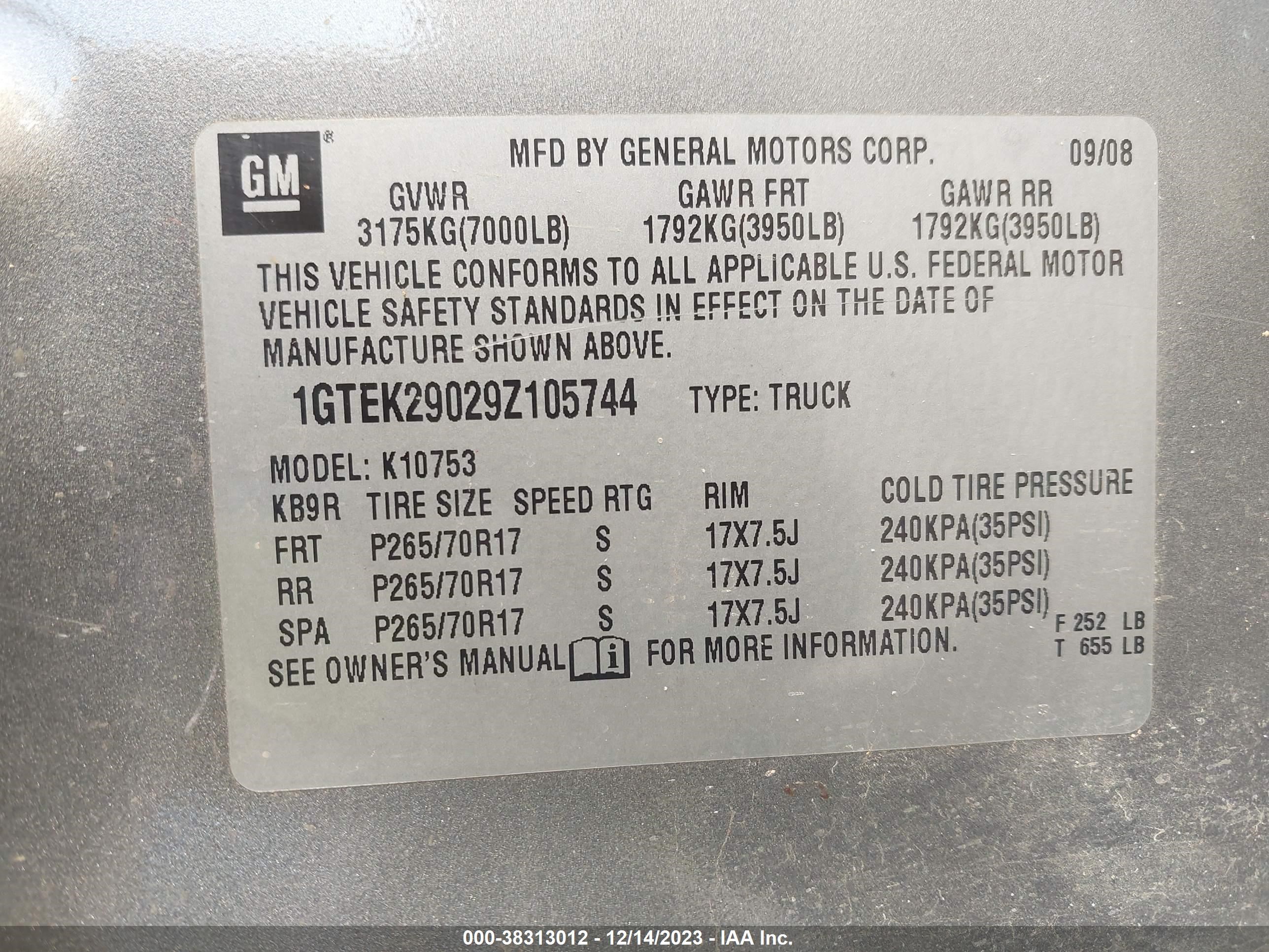 Photo 8 VIN: 1GTEK29029Z105744 - GMC SIERRA 