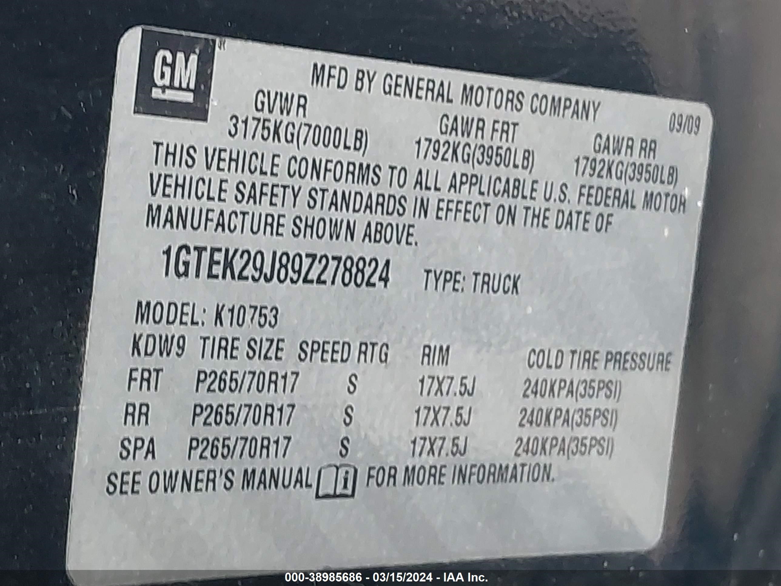 Photo 8 VIN: 1GTEK29J89Z278824 - GMC SIERRA 