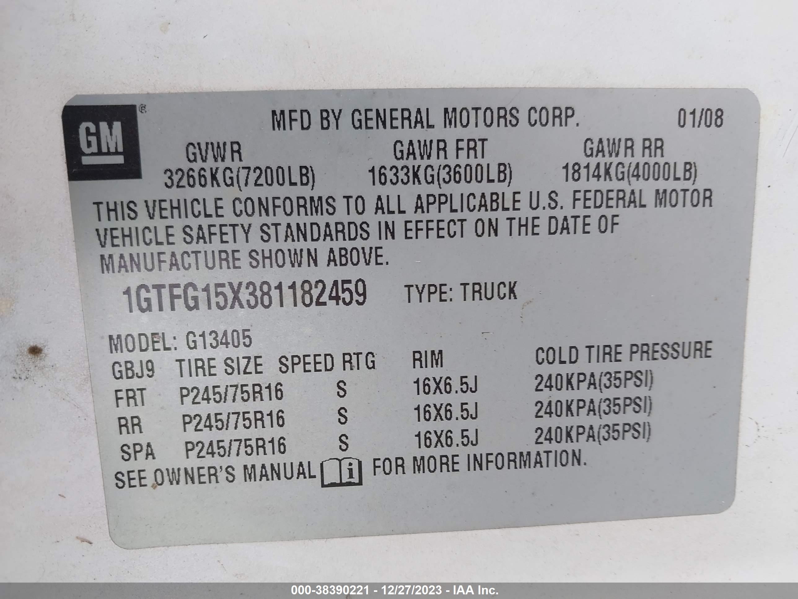 Photo 8 VIN: 1GTFG15X381182459 - GMC SAVANA 