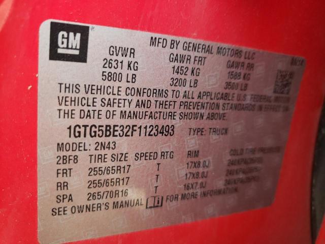 Photo 9 VIN: 1GTG5BE32F1123493 - GMC CANYON SLE 