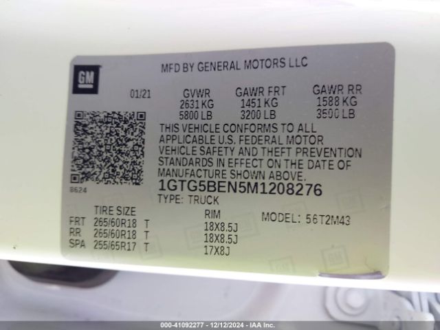 Photo 8 VIN: 1GTG5BEN5M1208276 - GMC CANYON 