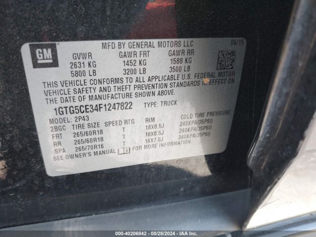 Photo 8 VIN: 1GTG5CE34F1247822 - GMC CANYON 