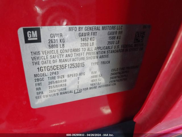 Photo 8 VIN: 1GTG5CE35F1253015 - GMC CANYON 