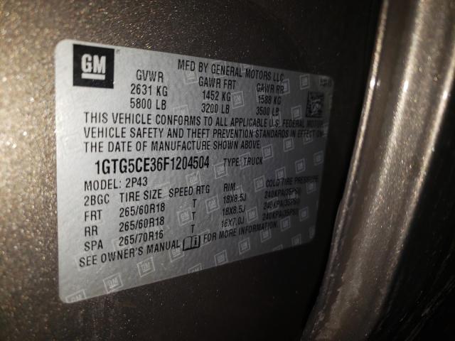 Photo 9 VIN: 1GTG5CE36F1204504 - GMC CANYON SLT 