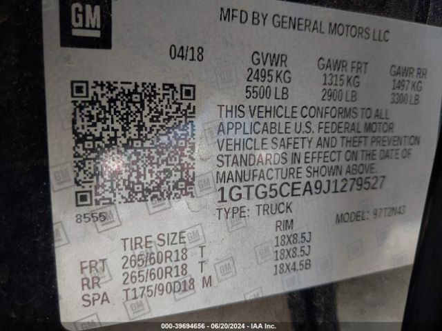 Photo 8 VIN: 1GTG5CEA9J1279527 - GMC CANYON 