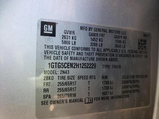 Photo 9 VIN: 1GTG5CEN2H1252229 - GMC CANYON SLE 