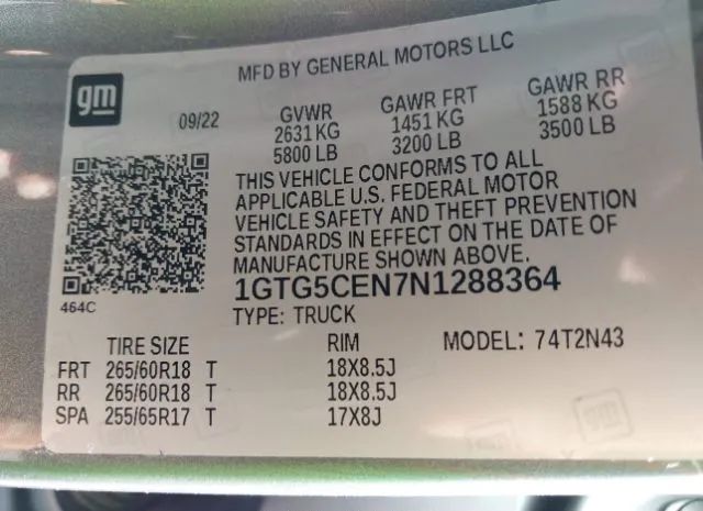 Photo 8 VIN: 1GTG5CEN7N1288364 - GMC CANYON 