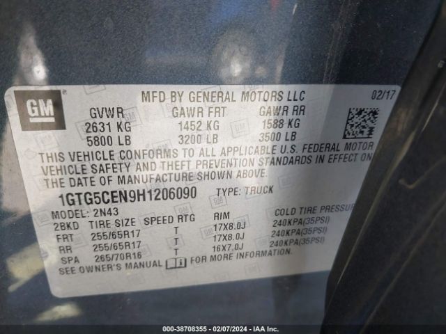 Photo 8 VIN: 1GTG5CEN9H1206090 - GMC CANYON 