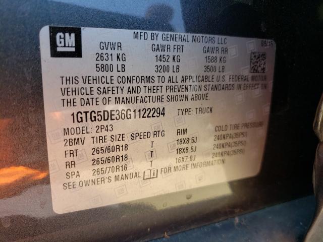 Photo 9 VIN: 1GTG5DE36G1122294 - GMC CANYON SLT 