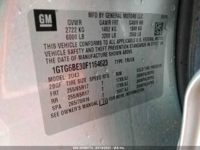 Photo 8 VIN: 1GTG6BE30F1164623 - GMC CANYON 