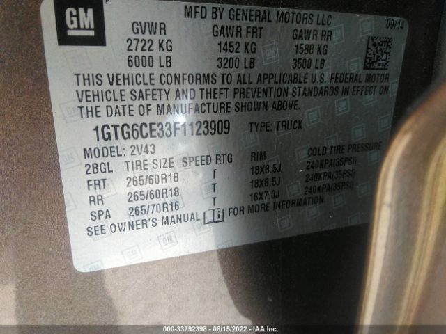 Photo 8 VIN: 1GTG6CE33F1123909 - GMC CANYON 