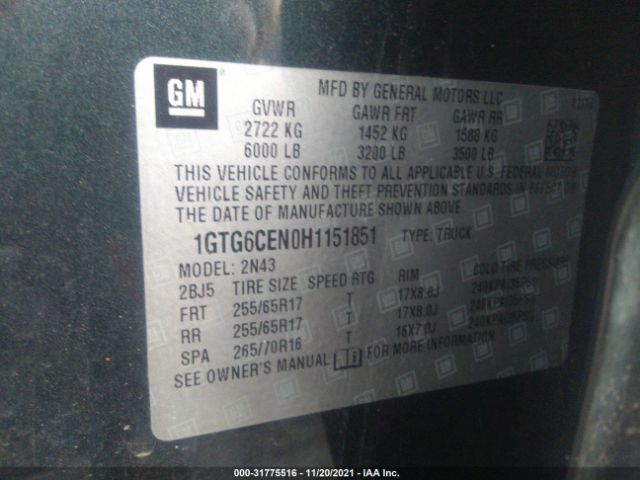 Photo 8 VIN: 1GTG6CEN0H1151851 - GMC CANYON 