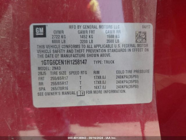 Photo 8 VIN: 1GTG6CEN1H1258147 - GMC CANYON 