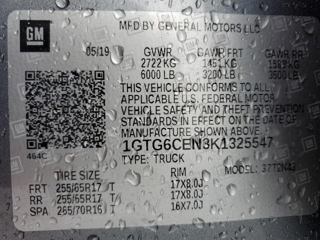 Photo 11 VIN: 1GTG6CEN3K1325547 - GMC CANYON SLE 