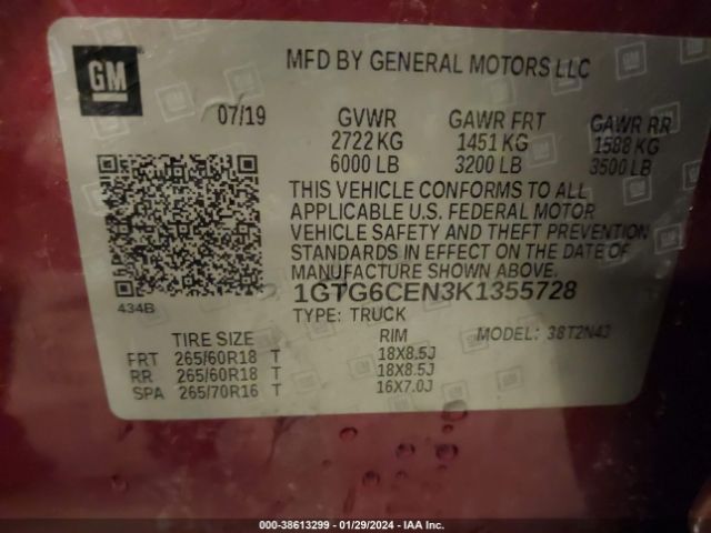 Photo 8 VIN: 1GTG6CEN3K1355728 - GMC CANYON 