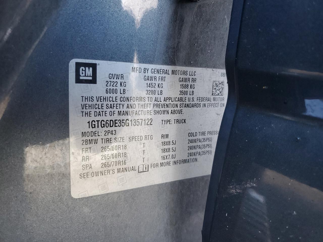 Photo 11 VIN: 1GTG6DE35G1357122 - GMC CANYON 