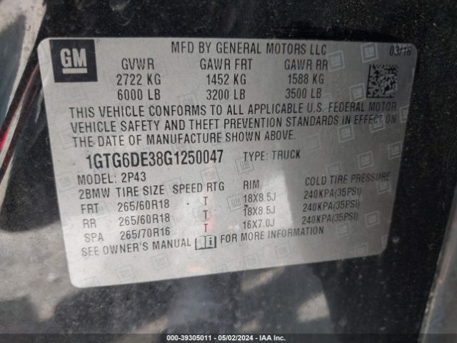 Photo 8 VIN: 1GTG6DE38G1250047 - GMC CANYON 