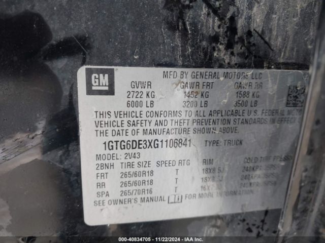 Photo 8 VIN: 1GTG6DE3XG1106841 - GMC CANYON 