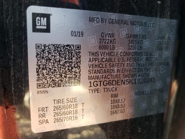 Photo 9 VIN: 1GTG6DEN5K1220241 - GMC CANYON SLT 