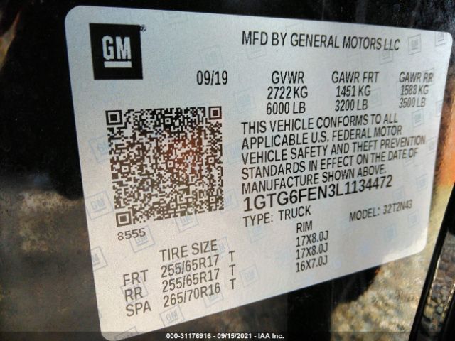 Photo 8 VIN: 1GTG6FEN3L1134472 - GMC CANYON 