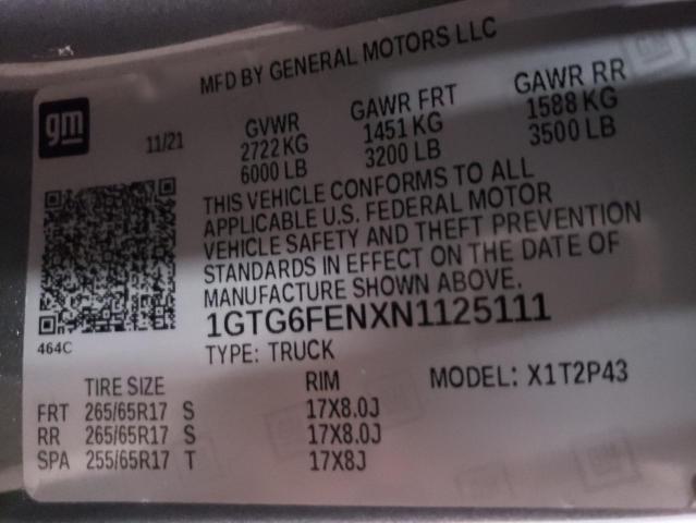 Photo 11 VIN: 1GTG6FENXN1125111 - GMC CANYON AT4 