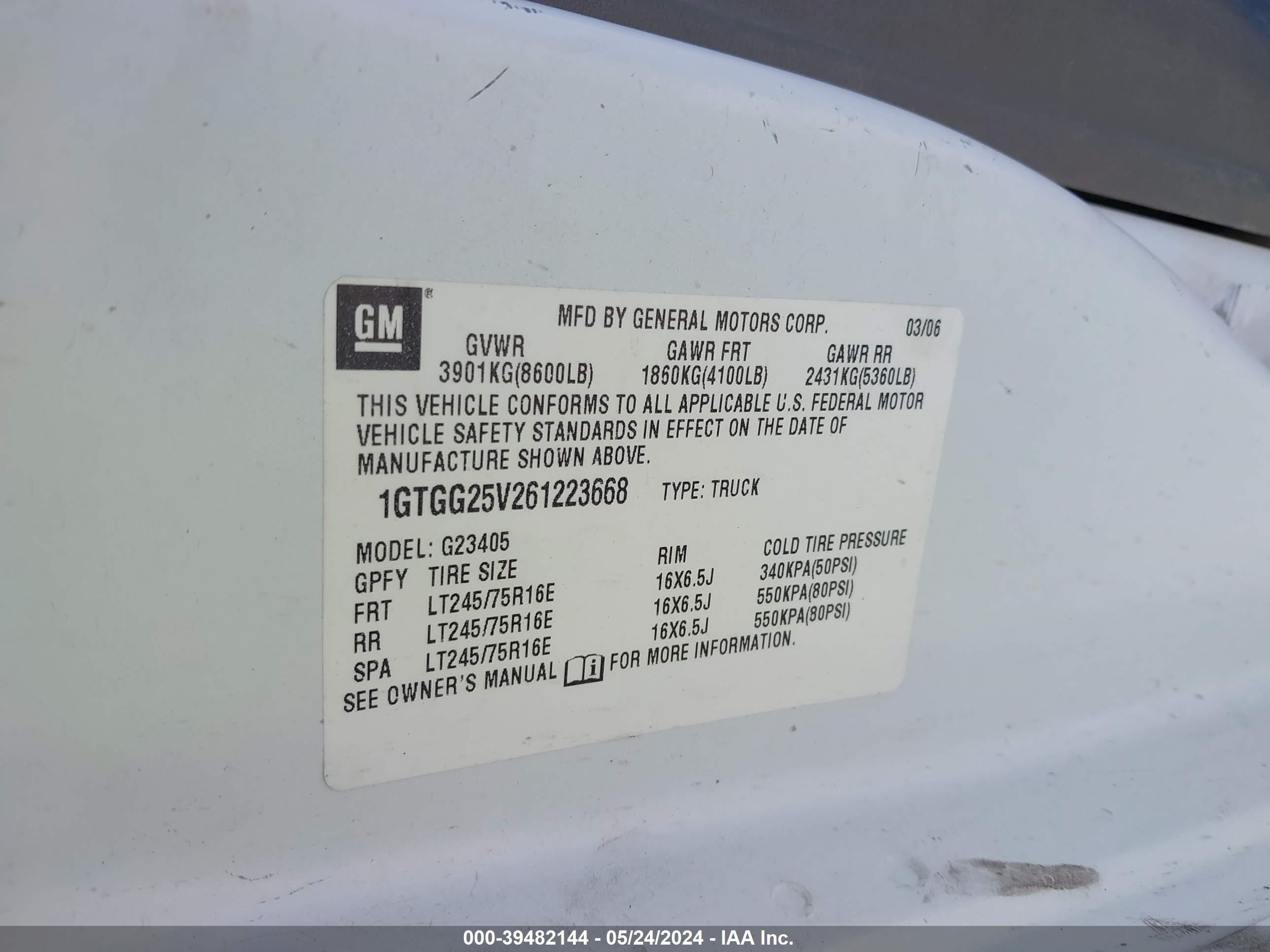 Photo 8 VIN: 1GTGG25V261223668 - GMC SAVANA 