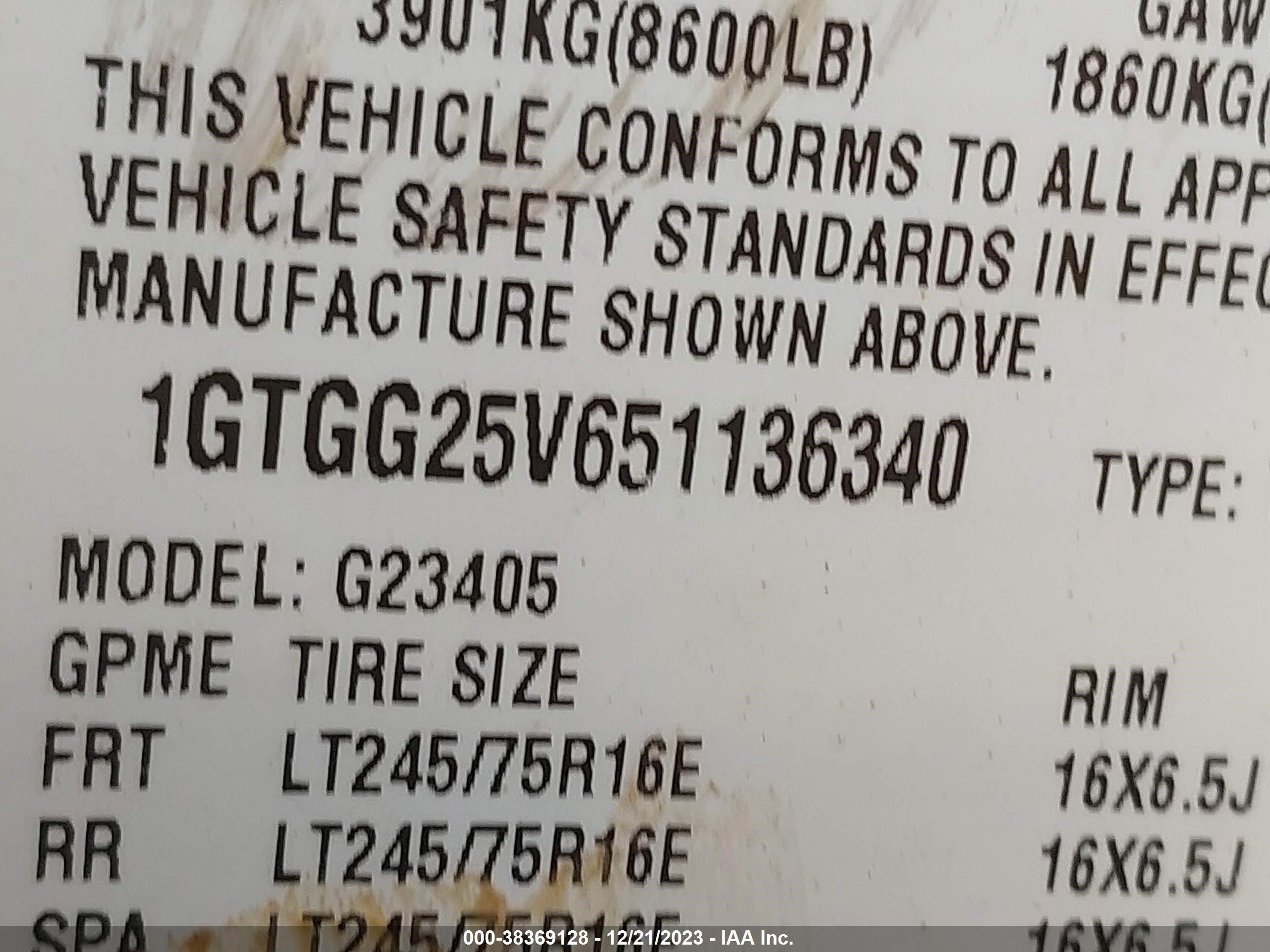 Photo 8 VIN: 1GTGG25V651136340 - GMC SAVANA 