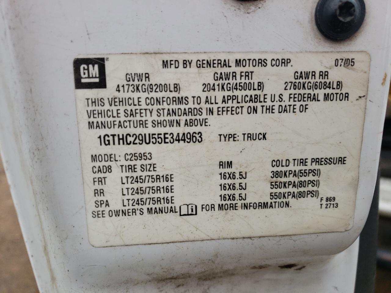 Photo 11 VIN: 1GTHC29U55E344963 - GMC SIERRA 