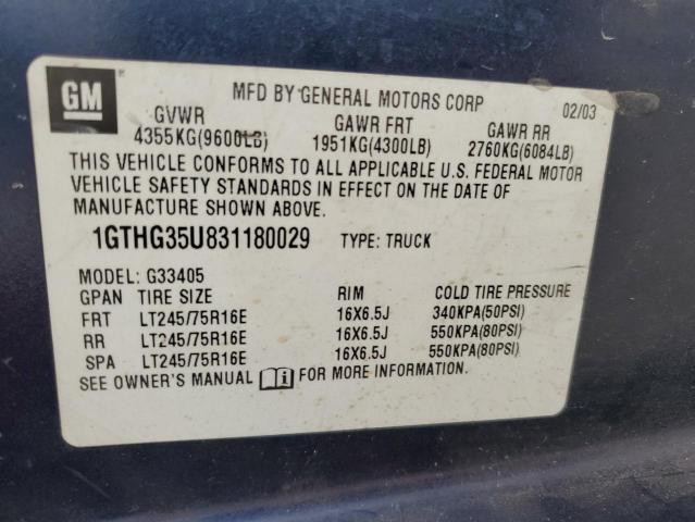 Photo 13 VIN: 1GTHG35U831180029 - GMC SAVANA G35 