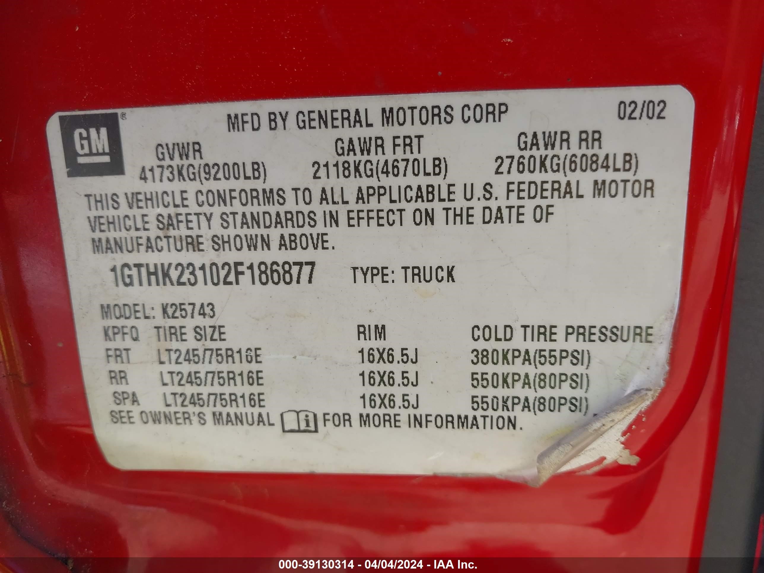 Photo 8 VIN: 1GTHK23102F186877 - GMC SIERRA 