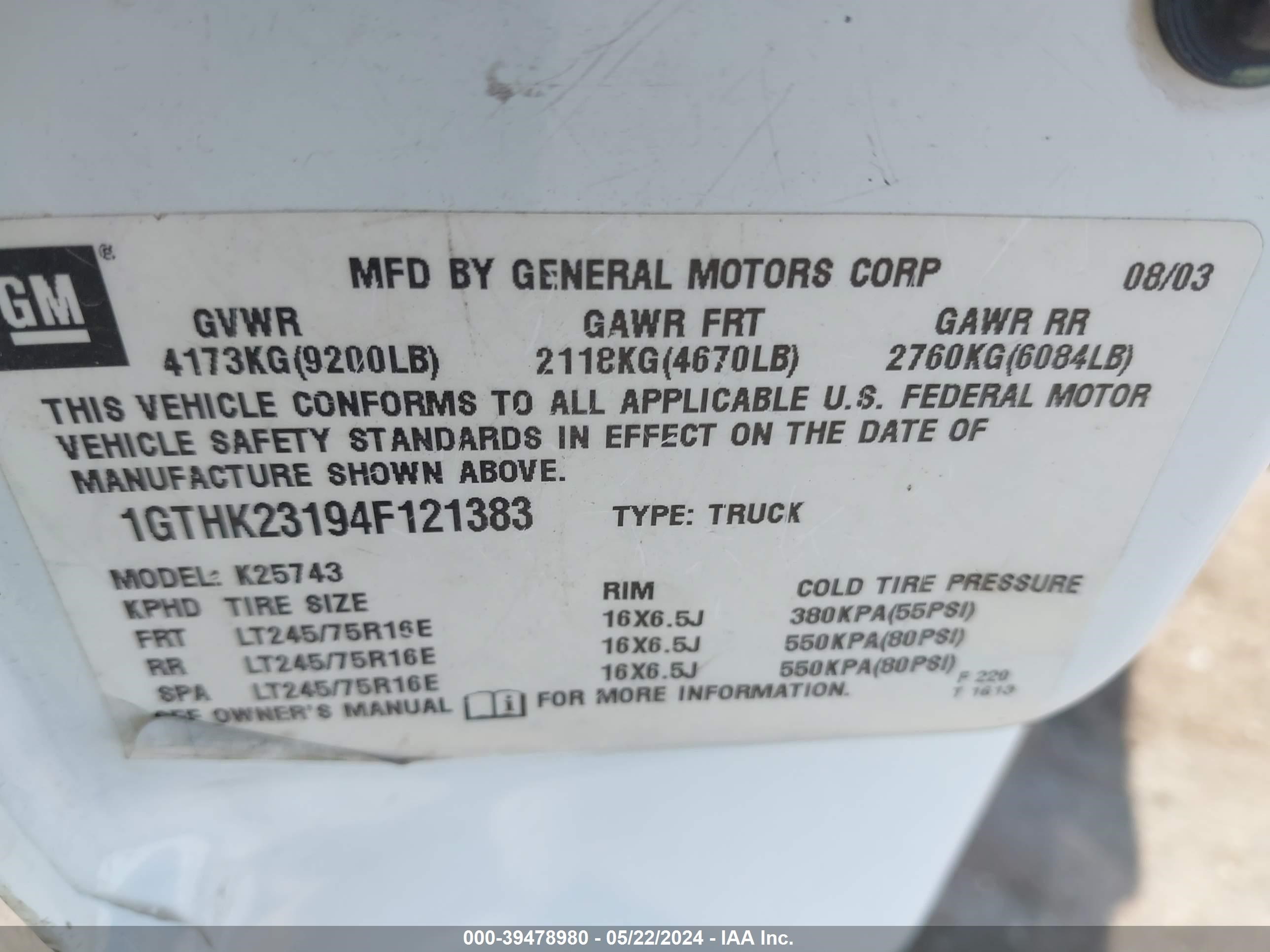 Photo 8 VIN: 1GTHK23194F121383 - GMC SIERRA 