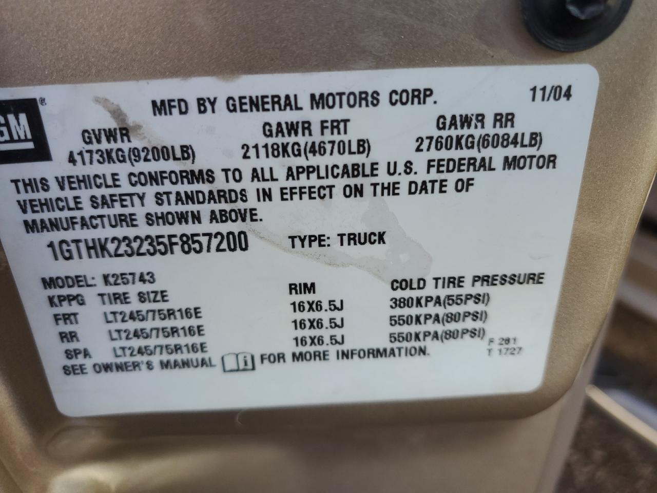 Photo 11 VIN: 1GTHK23235F857200 - GMC SIERRA 