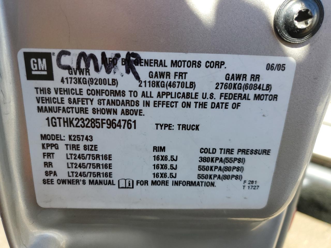 Photo 11 VIN: 1GTHK23285F964761 - GMC SIERRA 