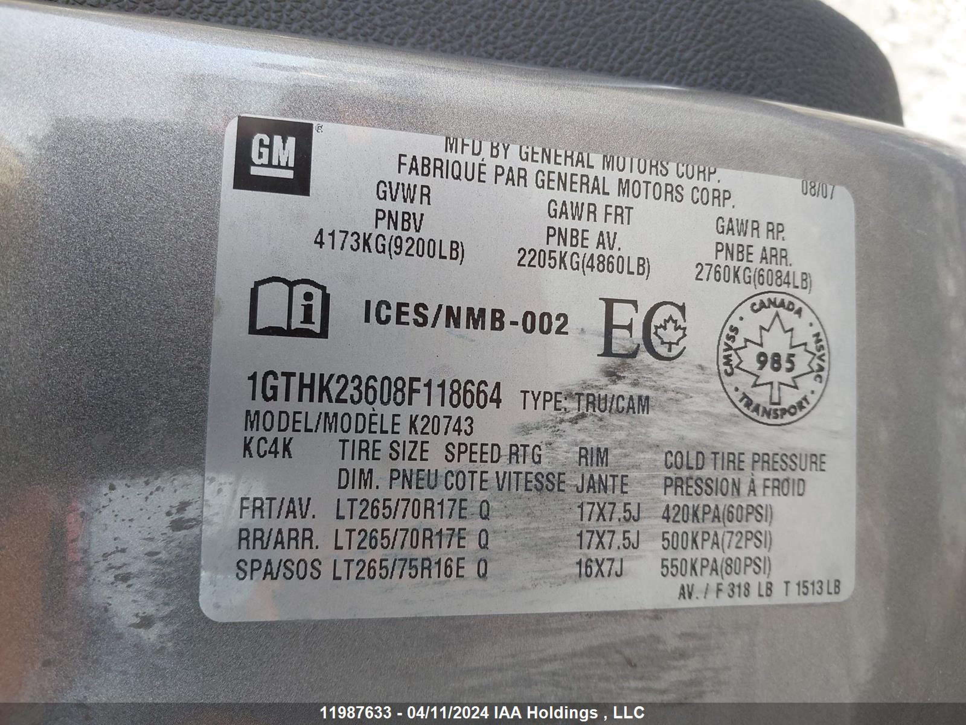 Photo 8 VIN: 1GTHK23608F118664 - GMC SIERRA 