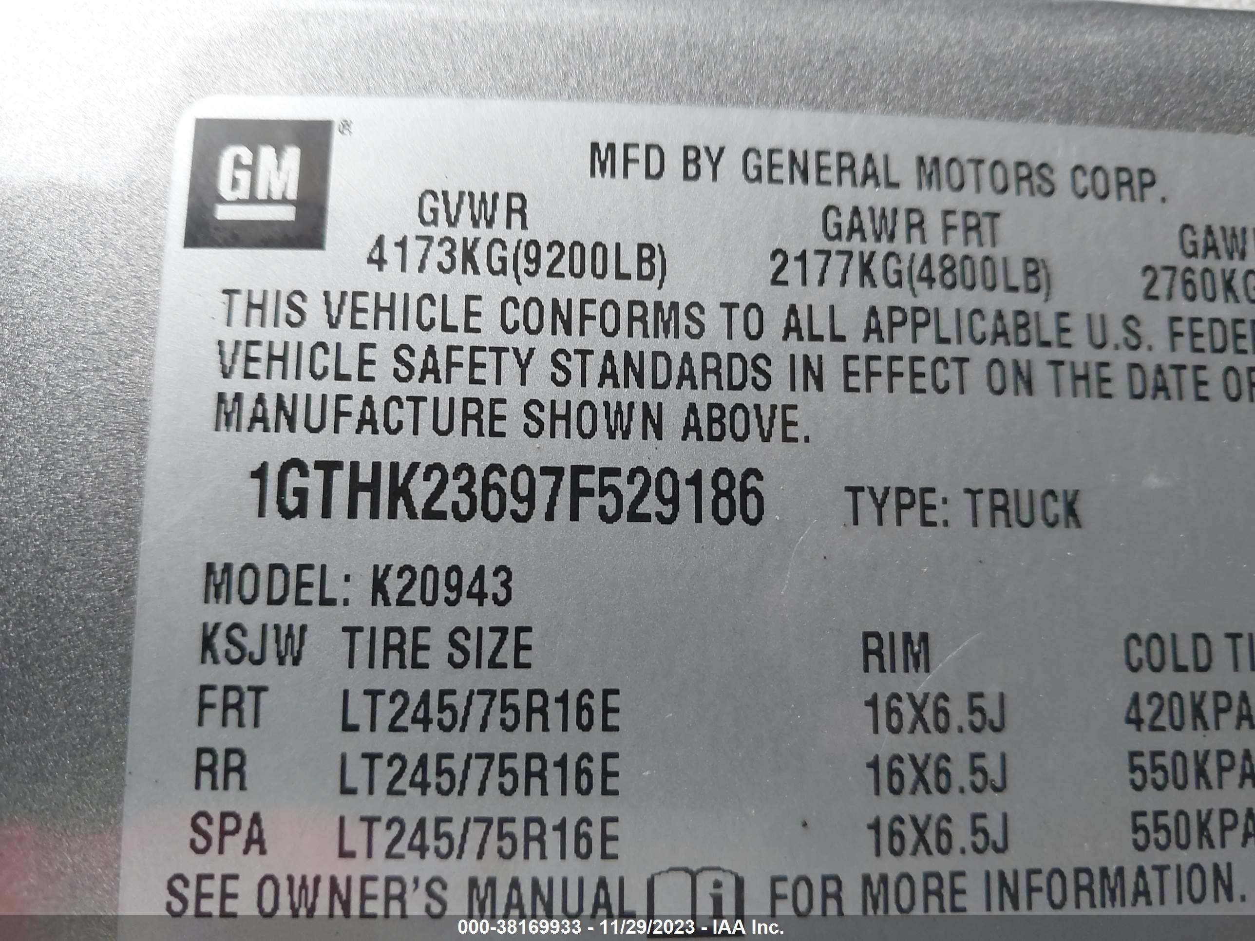 Photo 8 VIN: 1GTHK23697F529186 - GMC SIERRA 