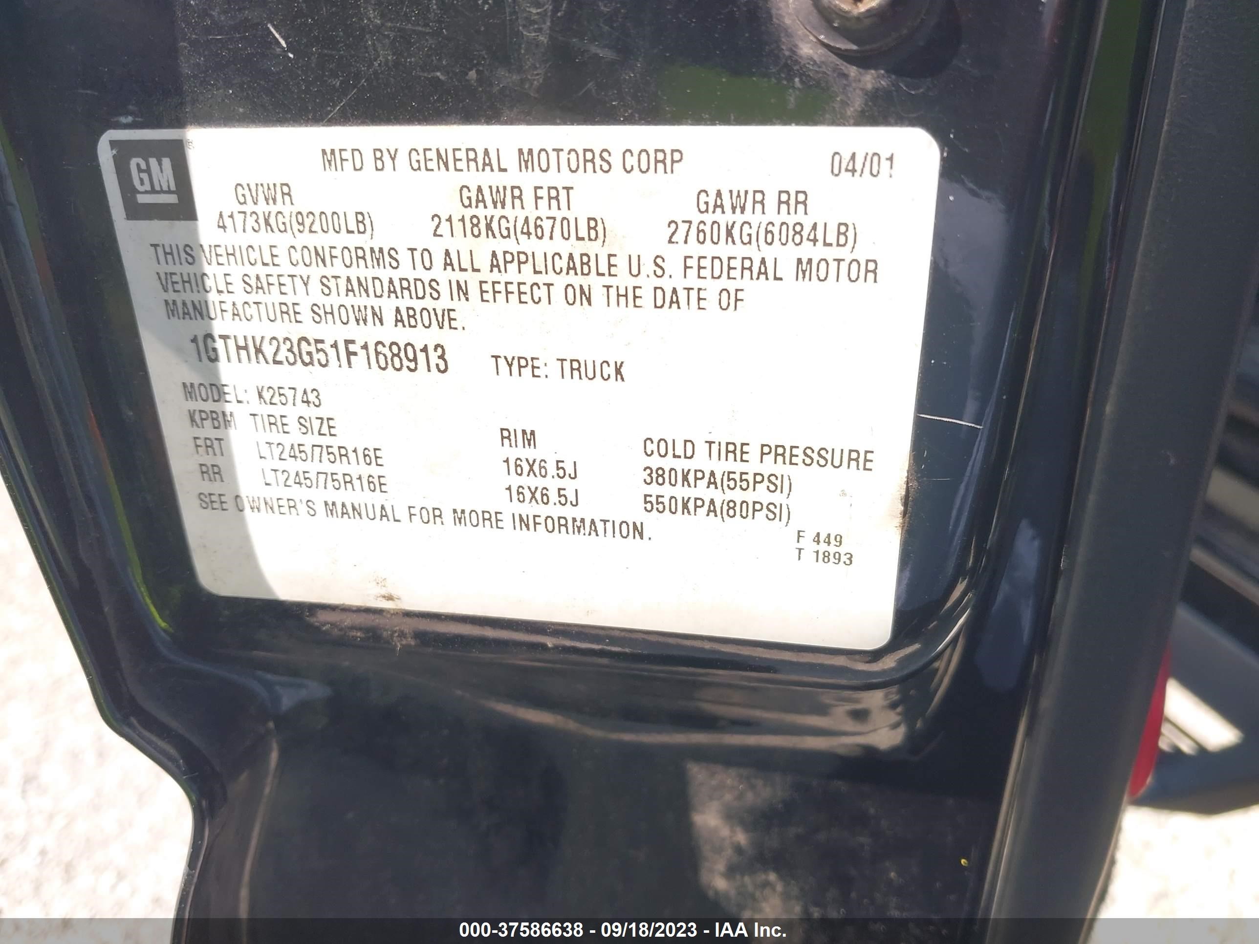 Photo 8 VIN: 1GTHK23G51F168913 - GMC SIERRA 